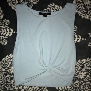 Baby blue knotted crop tank - Forever 21